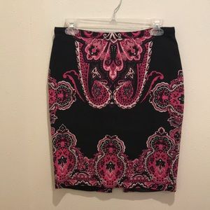 Woven linen pencil skirt - paisley print - G042